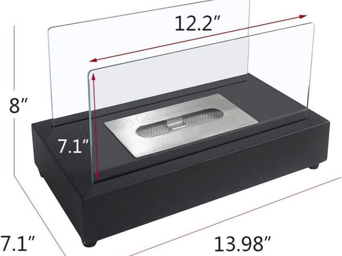 Rectangle Tabletop Bio Ethanol Fireplace Indoor Outdoor Fire Pit Portable Fire Bowl Pot Fireplace in Black, Realistic Burning (FREE POSTAGE)