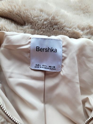 Bershka faux fur hooded jacket in cream