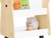 Childrens Storage Shelf with Wheels 3 Tier Book & Toy Organiser