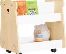 Childrens Storage Shelf with Wheels 3 Tier Book & Toy Organiser