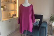 Ladies Fuchsia Pink High-low Tunic Top with side Pocket detail