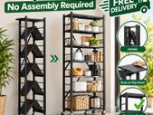 6 Tier Foldable Metal Storage Shelving Unit Black Heavy Duty Rack with Wheels No Assembly Required