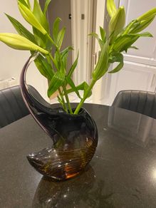 Contemporary large very heavy  studio glass vase