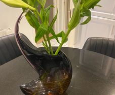 Contemporary large very heavy  studio glass vase