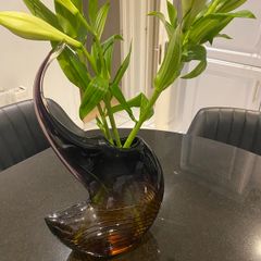Contemporary large very heavy  studio glass vase