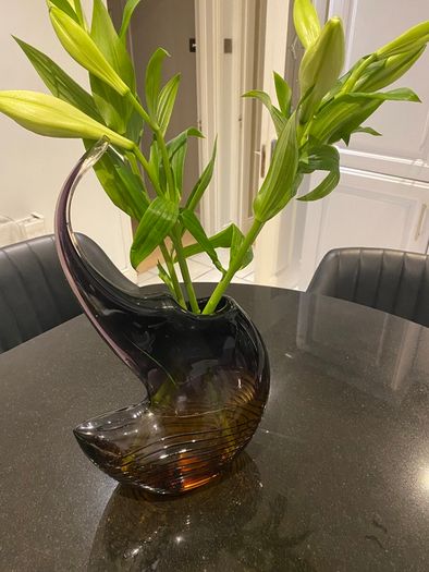 Contemporary large very heavy  studio glass vase