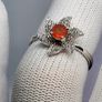 Sterling silver (Sz: S) Salamanca Fire Opal & White Zircon Ring in Rhodium Overlay Sterling Silver 1.84 ct Image 6