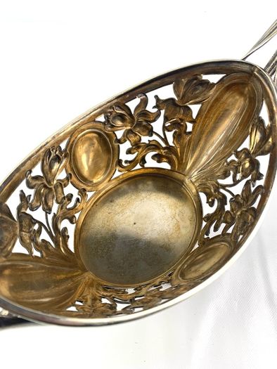 Rare Antique art nouveau silver plated basket