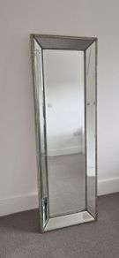 Tall Studded Silver Standing Mirror