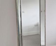 Tall Studded Silver Standing Mirror