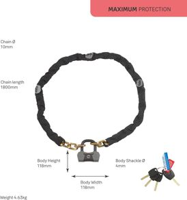 Yale YCL3/10/180/1 Maximum Defendor Chain & Lock 1800mm Black