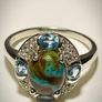 Sterling silver 925 ring with Sierra Nevada Turquoise, Swiss Blue Topaz and Natural Zircon (Sz:S) Image 4