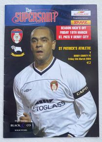 2004 St. Patrick's Athletic v Derby County FC - Pre-Season Friendly Programme
