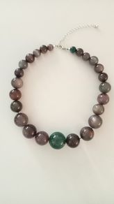 Green and Purple-Beaded Necklace