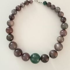 Green and Purple-Beaded Necklace