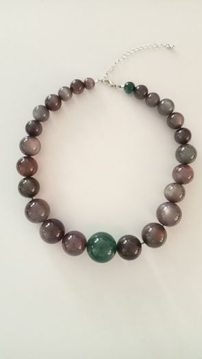 Green and Purple-Beaded Necklace