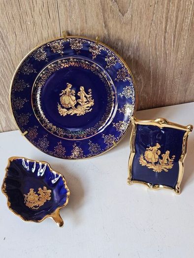 Vintage Limoges Cobalt Blue Decorative Ornaments