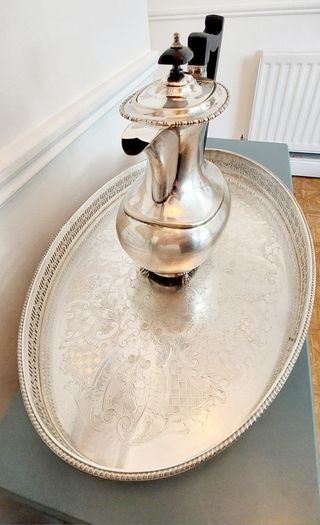 Vintage Sheffield Silver Plated Tray & Tea Pot