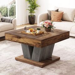 Coffee Table Square Wood Coffee Table for Living Room 80cm