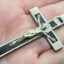 Antique France Ebony Crucifix Pectoral Cross Pendant Image 3