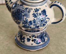 DELFT Small Teapot & Warmer Stand Zenith A 1749 760A Blue Floral RARE Vtg