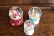 3 Vintage Small Christmas Snow Globes