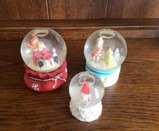 3 Vintage Small Christmas Snow Globes