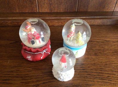 3 Vintage Small Christmas Snow Globes