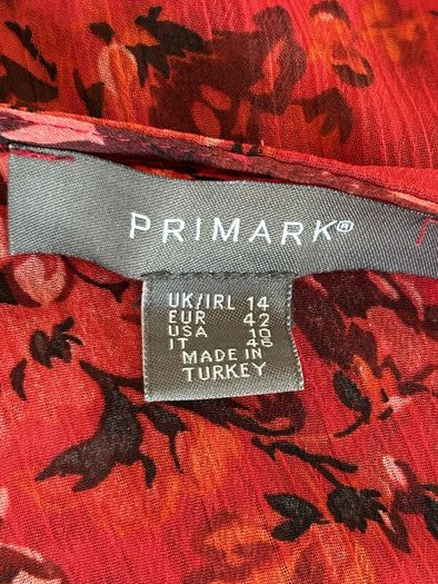 Ladies Red Floral Chiffon Dress with Slip from Primark