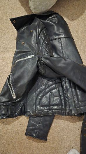 Vintage classic retro motorbike leather jacket