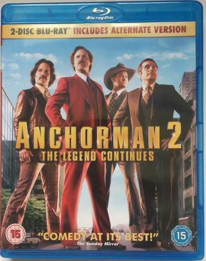 Anchorman: The Legend Continues [2013] Will Ferrell, Steve Carell, Paul Rudd, David Koechner, Christina Applegate & Fred Willard [2xBlu-ray Movie]