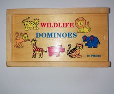 Wooden Game of Wildlife Dominoes (28 Pieces)