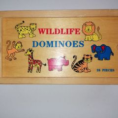 Wooden Game of Wildlife Dominoes (28 Pieces)