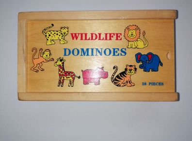 Wooden Game of Wildlife Dominoes (28 Pieces)