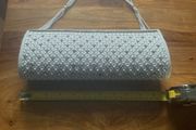 White beaded clutch bag