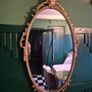Mirror Vintage painted Gold metal framed oval Mirror Image 2
