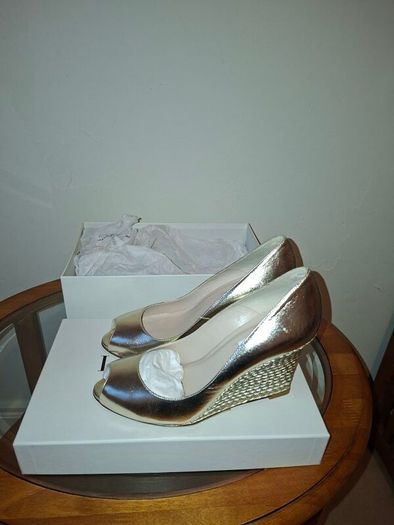 LK Bennett Estella Gold Wedges Size 6