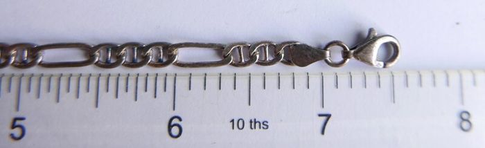 Vintage 925 Sterling Silver Figaro Link Chain Bracelet (in original box) length 7,5" - 5,2g