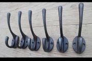 NEW 6 x Cast Iron Coat Hooks Vintage Retro Style