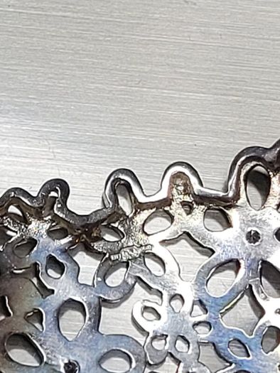 Vintage Sterling Silver 925 Floral Cuff Bracelet - 28.98g