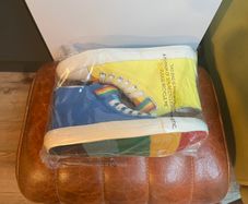 BNWT Little Bird multi-coloured canvas hi-top trainers