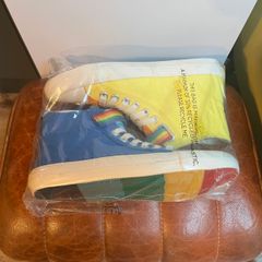 BNWT Little Bird multi-coloured canvas hi-top trainers