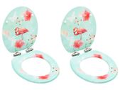 WC Toilet Seats with Soft Close Lid 2 pcs MDF Flamingo Design