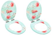 WC Toilet Seats with Soft Close Lid 2 pcs MDF Flamingo Design