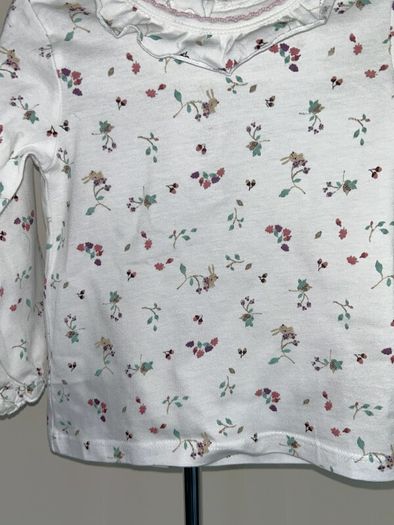 Baby Girls Pink & White Long-Sleeved Top & Dungarees , Age 9-12 months / EU 74cm.