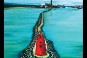 Drone View Poolbeg Lighthouse &amp; Dublin Bay, XL Framed Canvas Print, by artist Helen Mathews