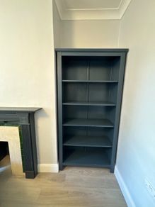 Dark Grey Wooden Bookcase / Shelving Unit