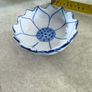 Andrea by Sadek Lotus Bowl Blue White Porcelain Floral Trinket Dish 4.5 Inch Image 2