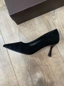 Suede black high heels