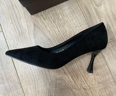 Suede black high heels